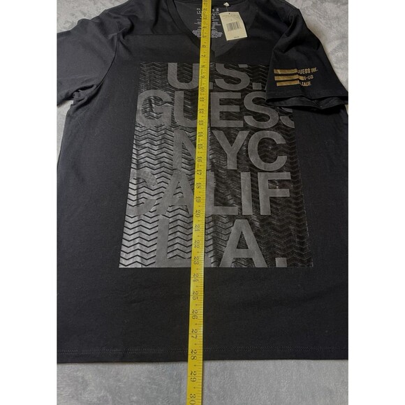 Guess mens black logo t-shirt sz L NYC LA CALIF US Y2K retro party designer $29 - Picture 6 of 8